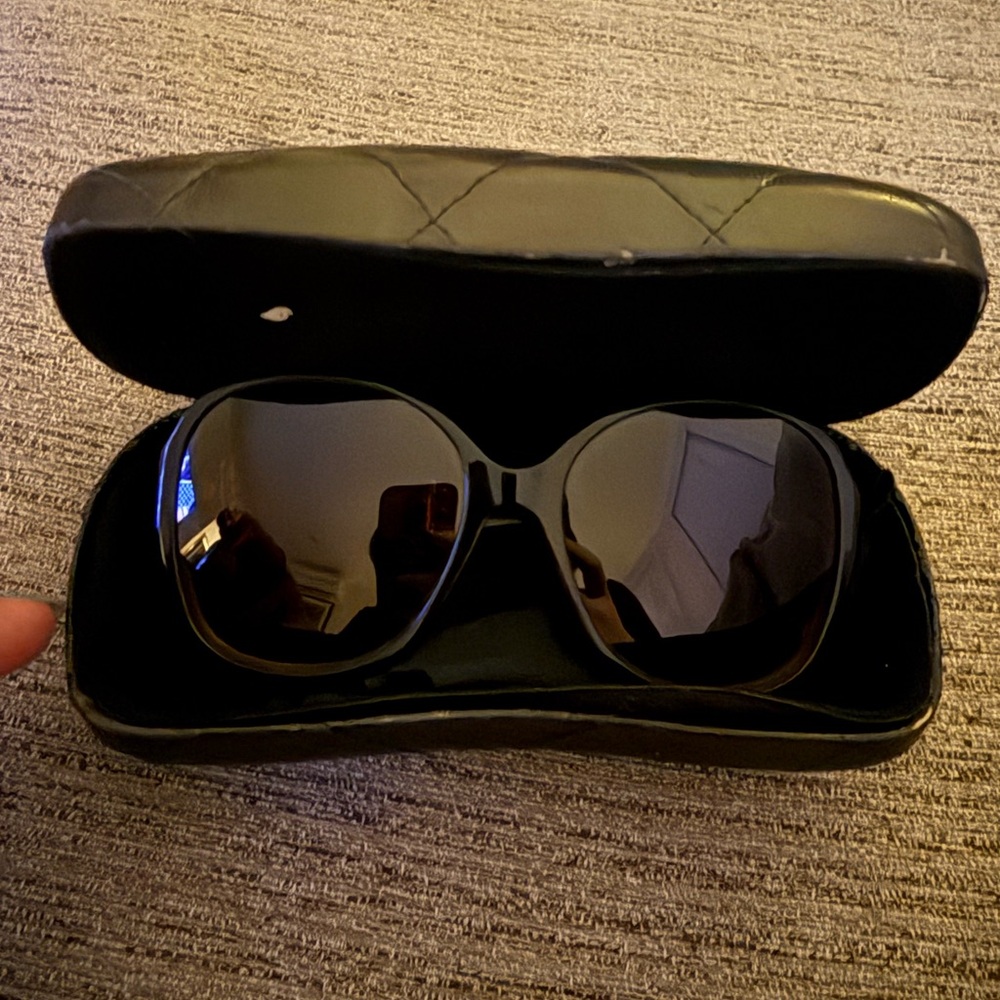 CHANEL Black Frame Square Signature Sunglasses
